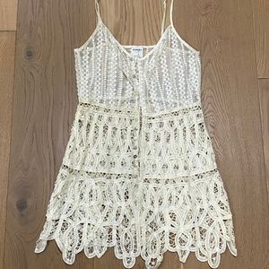 Women's Free People Cream Lace Tunic Tank Top/Short Dress